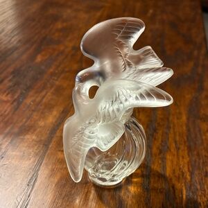 Vintage Signed 4” Lalique Nina Ricci L’air du Temps Double Doves Perfume Bottle
